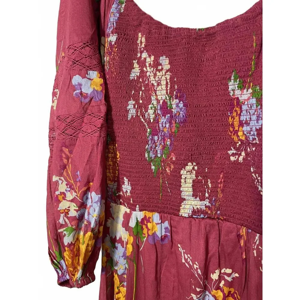 Free People Dress Women's Small Long Sleeve Floral Bohemian Prarie Cottagecore - Picture 5 of 9